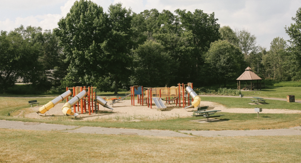 Scenic view of playground in Otsego's Brookside Park.